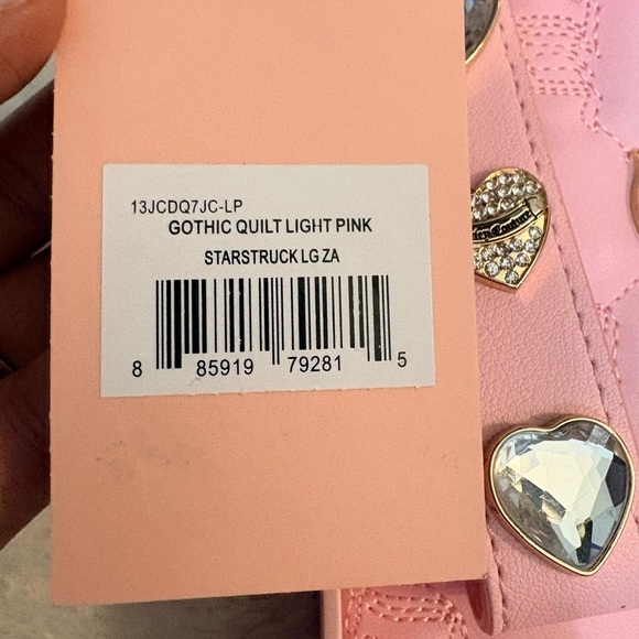 NWT Juicy Couture Zip Around Gothic Quilted Wallet Light Pink w/ Keychain charm - Picture 2 of 9
